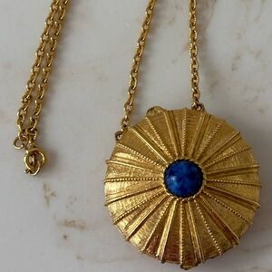 Vintage Estée Lauder Youth Dew Locket with Blue Stone